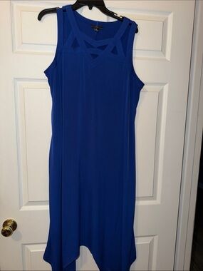 R&K Royal Blue Sleeveless Dress with Geometric Cutouts